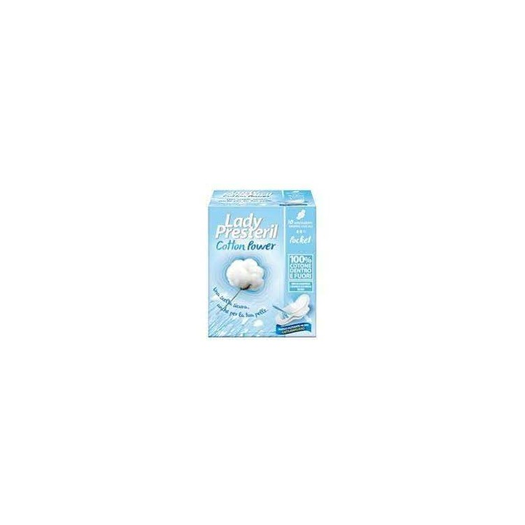 Lady Presteril Cotton Power Pocket Assorbenti Giorno 10pz con le ali, 10 Pezzi